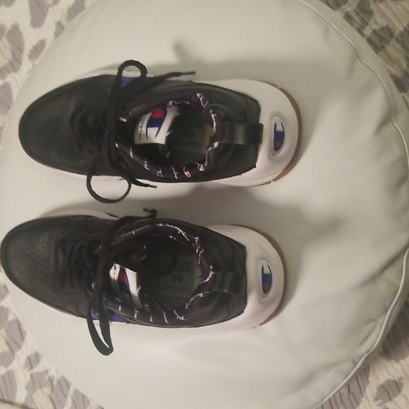 Men's Champion Black Genuine Leather Sneakers with White Rubber Soles; Size 9 - Picture 6 of 10